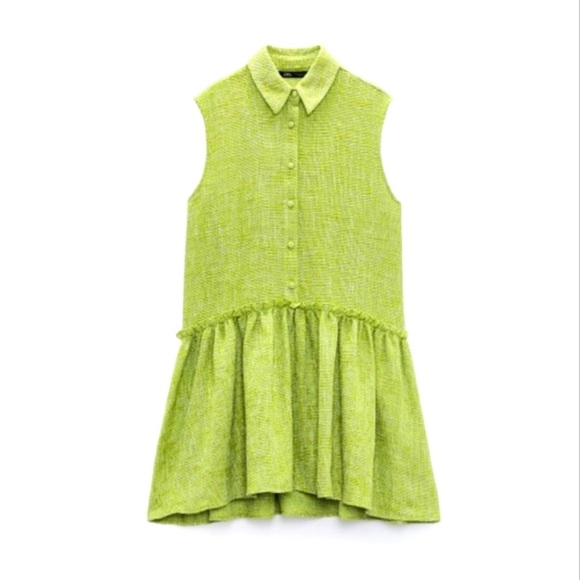 Zara | Dresses | Zara Green Tweed Mini | Poshmark